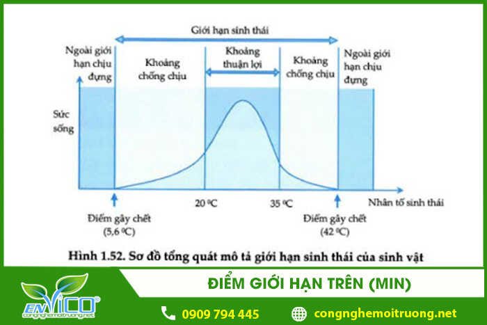 Đồ thị mô tả điểm giới hạn trên và giới hạn dưới của một nhân tố sinh thái