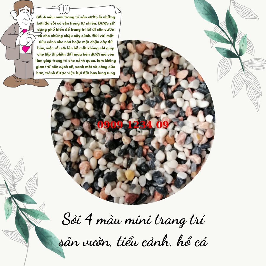 Hình ảnh cận cảnh các viên sỏi 4 màu mini trang trí