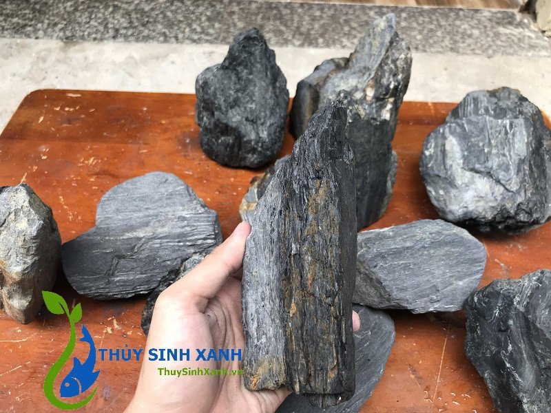 Hình ảnh cận cảnh những viên đá Trầm Tích Thủy Sinh màu đen
