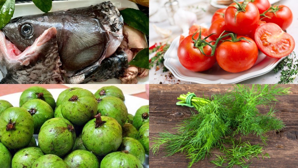 Hình nguyên liệu món canh cá nấu chua kiểu Miền Bắc