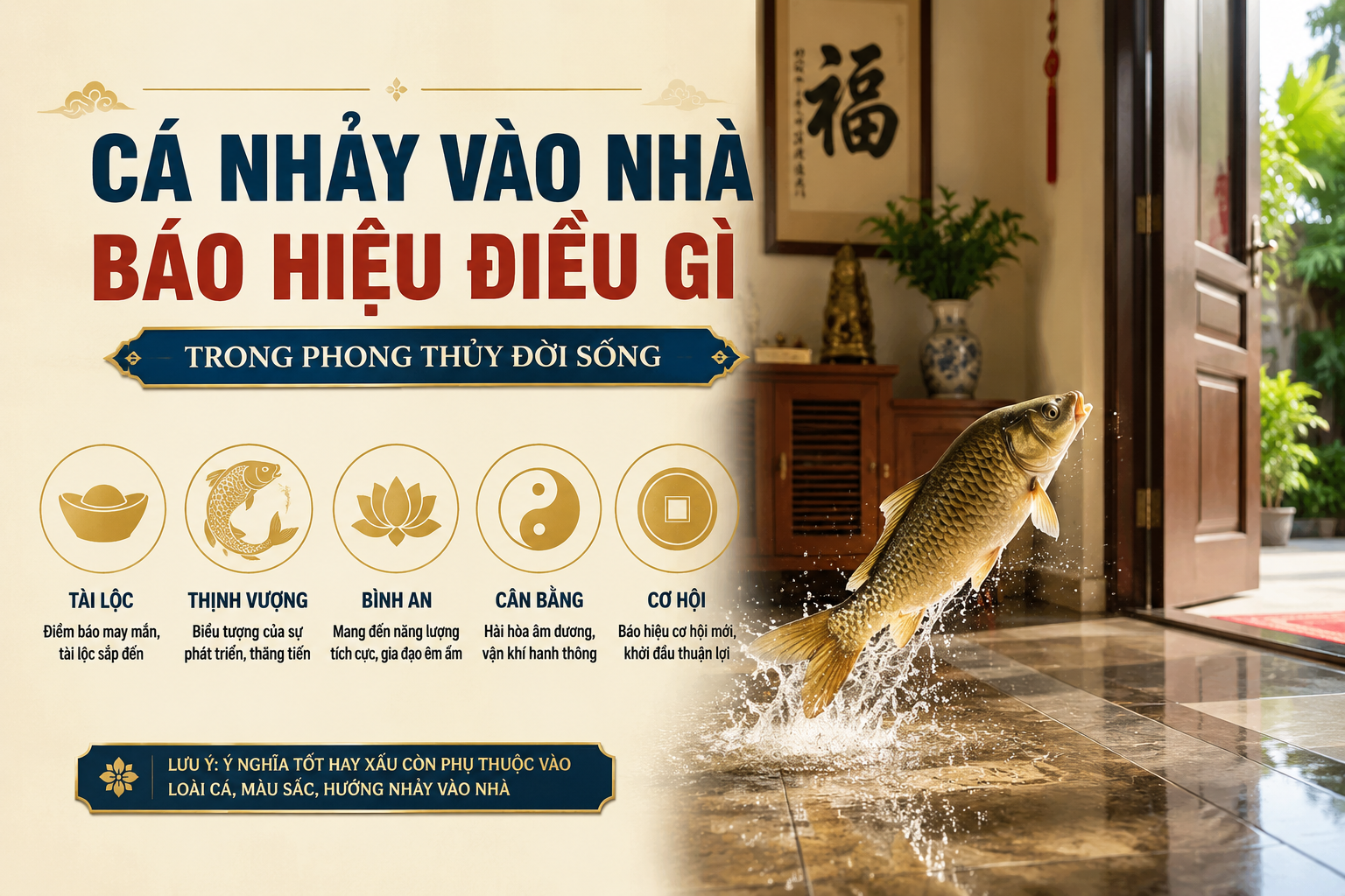 Cá nhảy vào nhà báo hiệu điều gì trong phong thủy đời sống