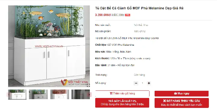Hướng Dẫn Mua Sản Phẩm Tủ Đặt Bể Cá Cảnh Gỗ Mdf Phủ Melamine Đẹp Giá Rẻ Tại Nội Thất Viva.