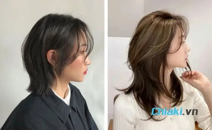 12. Tóc Mullet Layer Nữ Mái Bay