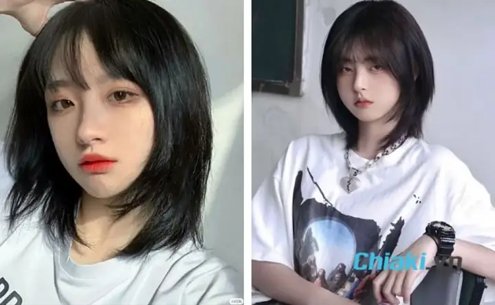 Tóc Mullet Layer Nữ Có Mái