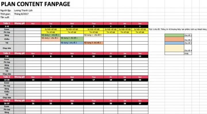 Mẫu Excel Kế Hoạch Marketing