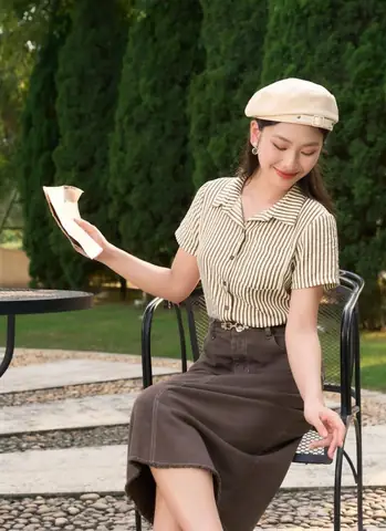 Chân Váy Jean Phối Áo Sơ Mi Chân Váy Jean Phối Áo Sơ Mi