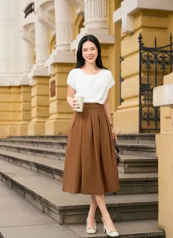 Áo Sơ Mi Kết Hợp Chân Váy Dài Áo Sơ Mi Kết Hợp Chân Váy Dài