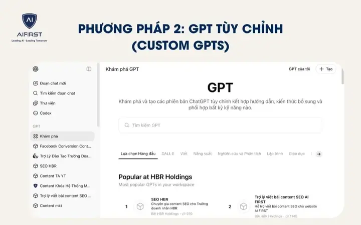 Phương Pháp 2: Gpt Tùy Chỉnh (custom Gpts)