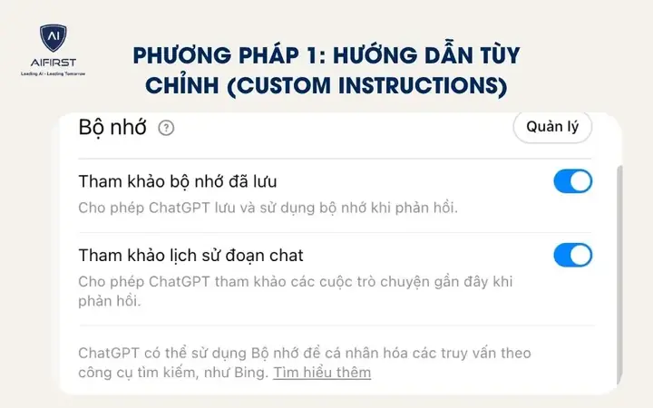 Phương Pháp 1: Hướng Dẫn Tùy Chỉnh (custom Instructions)