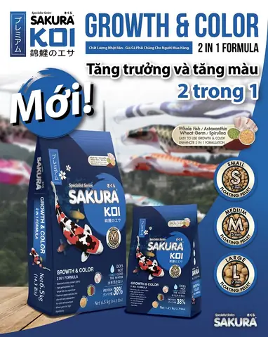 Những Ưu Điểm Nổi Bật Của Thức Ăn Cá Koi Sakura Tăng Trưởng Và Tăng Màu (growth & Color 2 In 1 Formula)