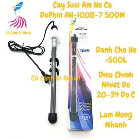 Cây Sưởi Ấm Hồ Cá 500w Dophin Ah-1008-7 Cho Hồ Bể Cá 500l