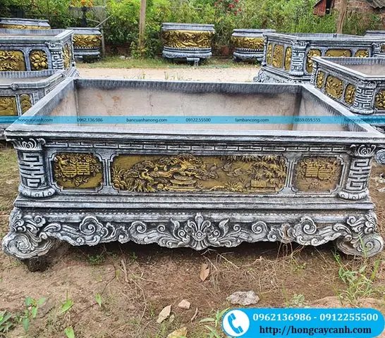 Chậu Xi Măng Chữ Nhật Cỡ Lớn Dài 2m Rộng 1m5 Cao 80cm (phủ Bì) Được Ứng Dụng Trồng Cây Bonsai, Đặt Hòn Non Bộ, Trồng Sen Súng. Mẫu Chậu Cỡ Lớn Này Chắc Chắn Và Có Các Họa Tiết Đẹp.