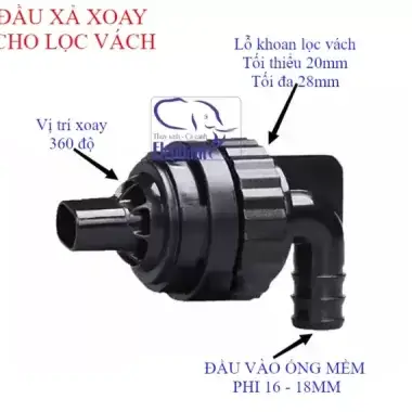 Đầu Xả Xoay 360 Độ Điều Chỉnh Hướng Dòng Chảy - Phụ Kiện Diy Cho Hệ Thống Lọc Vách Hồ Cá Cảnh, Cá Biển