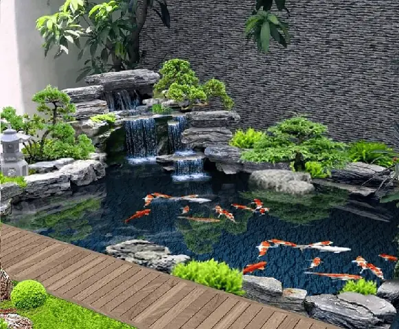 Kết Hợp Hồ Cá Koi Với Sàn Gỗ Nổi