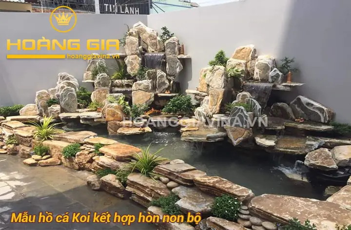 Mẫu Hồ Các Koi Ngoài Trời Kết Hợp Cùng Hòn Non Bộ Mẫu Hồ Các Koi Ngoài Trời Kết Hợp Cùng Hòn Non Bộ