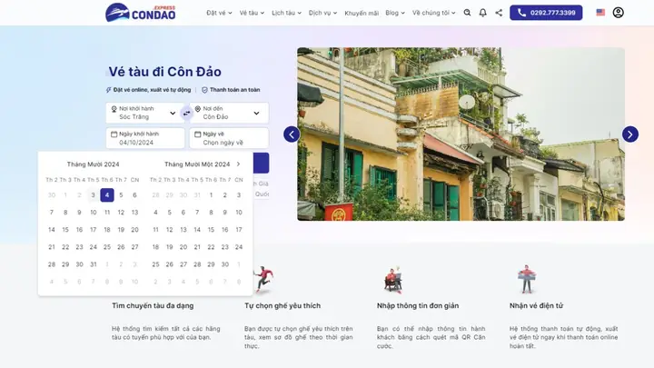 Hướng Dẫn Đặt Vé Từ Đất Liền Đến Côn Đảo Bước 1-2