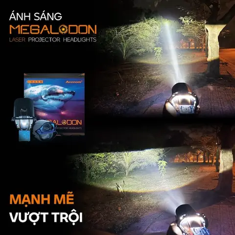 Bi Laser Megalodon Trang Bị Ánh Sáng Vượt Trội – Ánh Sáng Pha Mạnh Mẽ