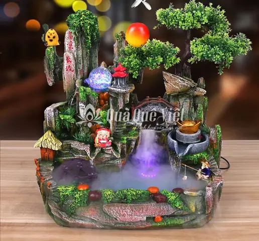 Hòn Non Bộ Mini Nuôi Cá, Có Đài Phun Nước Bonsai Cây Cảnh Trang Trí