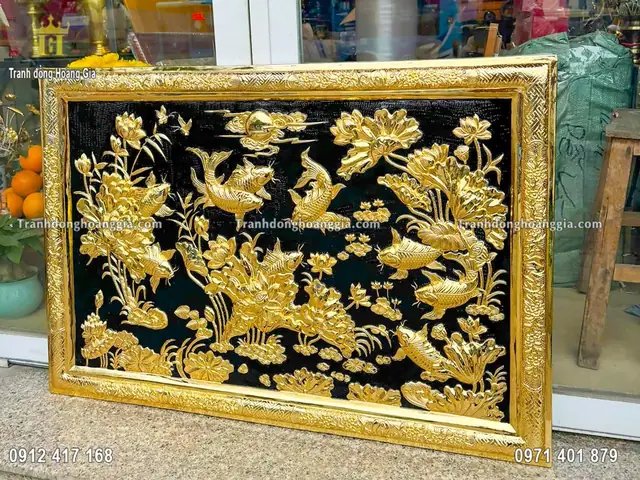 Tìm Hiểu Ý Nghĩa Của Bức Tranh Cá Chép Hoa Sen Bằng Đồng Mạ Vàng 24k