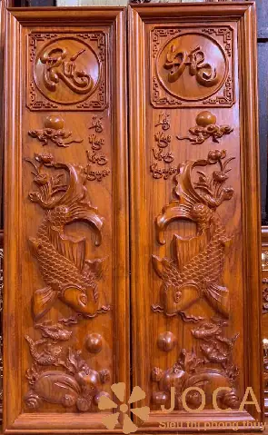 Tranh Cá Chép Trông Trăng Bằng Gỗ