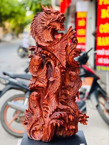Cá Chép Hóa Rồng Gỗ Sưa. – Xưởng Tượng Gỗ