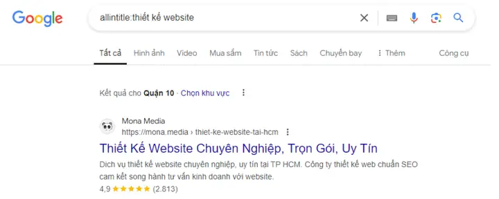 Ví Dụ Nhập Câu Lệnh Allintitle Phân Tích Từ Khóa
