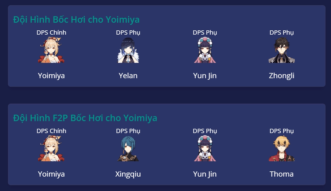 Đội hình Yoimiya