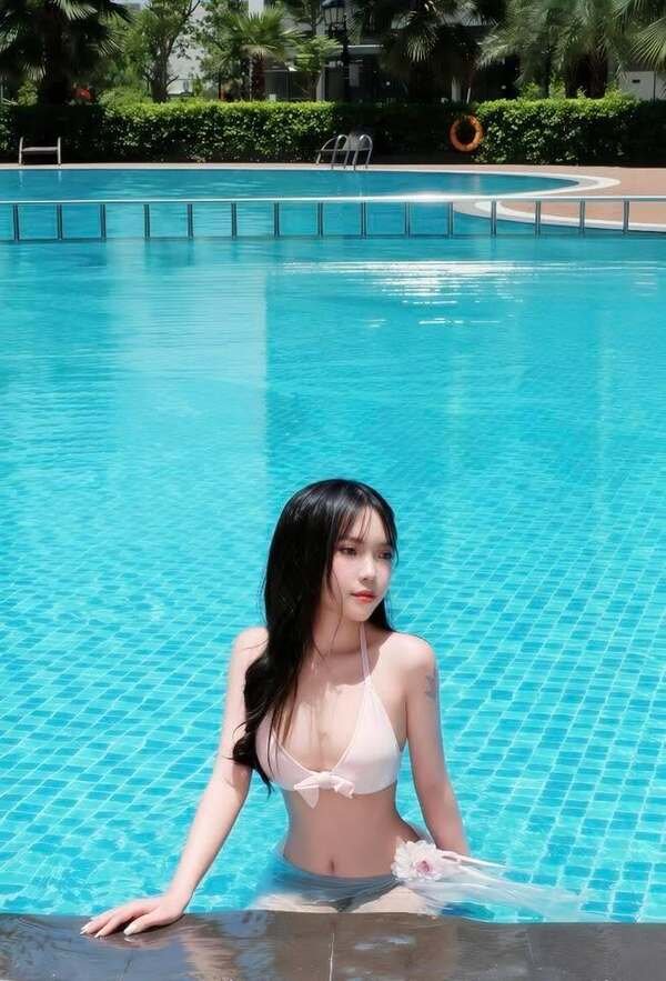 gái xinh mặc bikini trắng 15