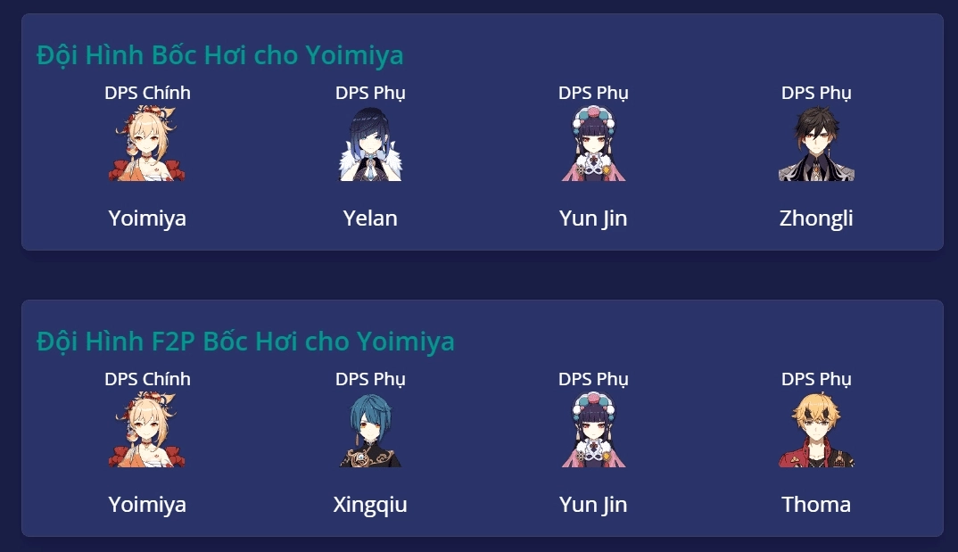 Đội hình Yoimiya