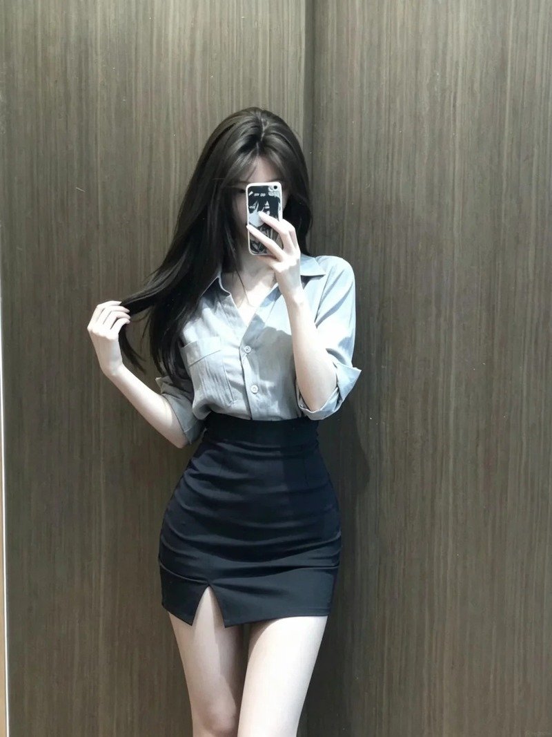 gái xinh mặc váy ngắn đen 1