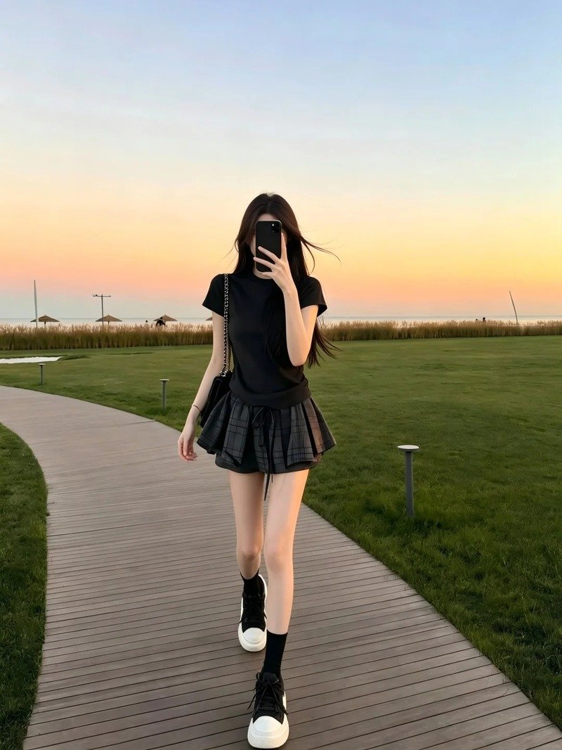 gái xinh mặc váy ngắn đen 2