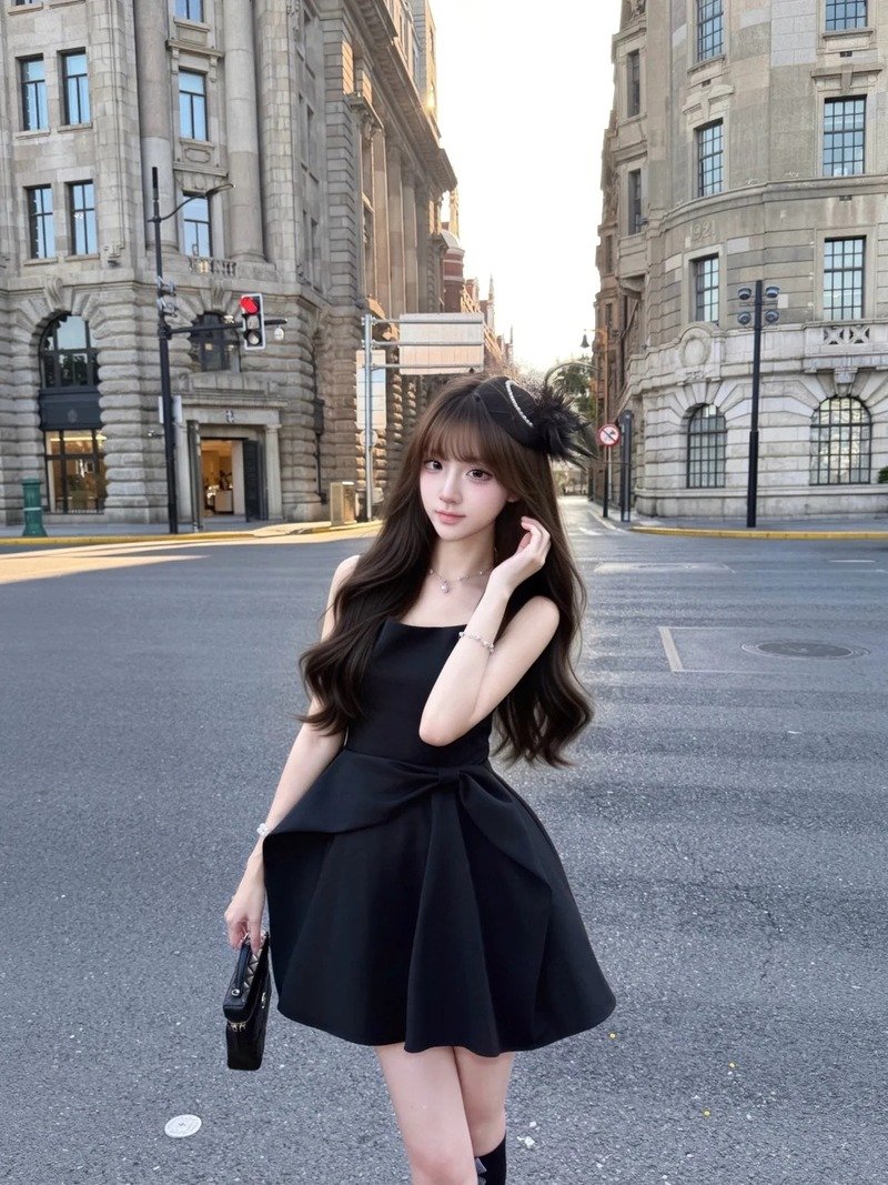 gái xinh mặc váy ngắn đen 22