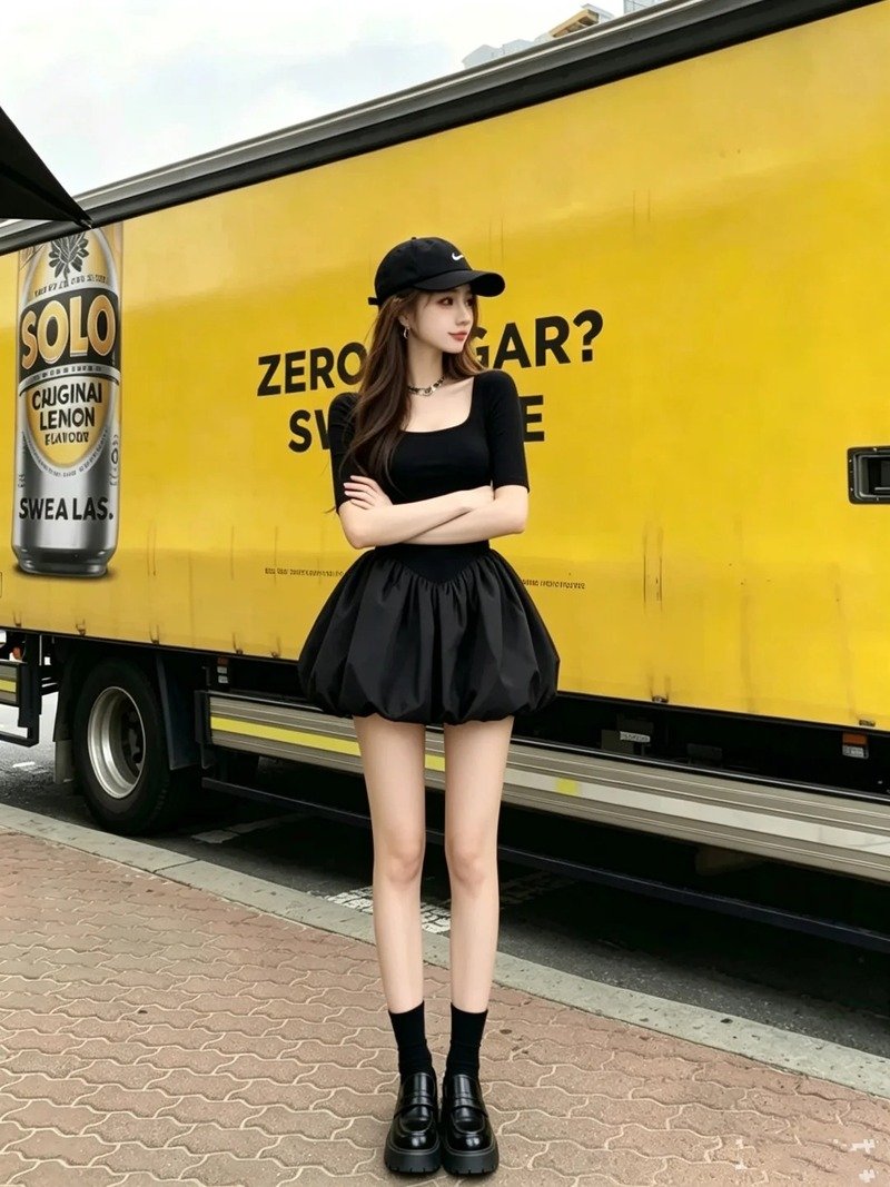 gái xinh mặc váy ngắn đen 8
