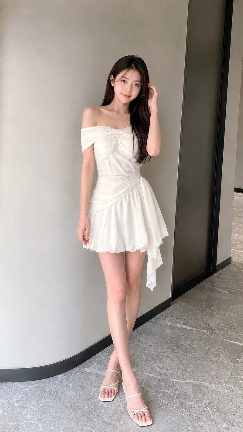 gái xinh mặc váy ngắn trắng 12